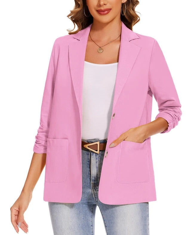 MintLimit Notched Lapel Blazer Women's Size Medium Pink Buttons Lightweight