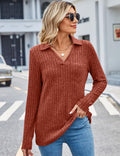 Gemulate Lightweight V Neck Jumper Women's Size Large Caramel Long Sleeve