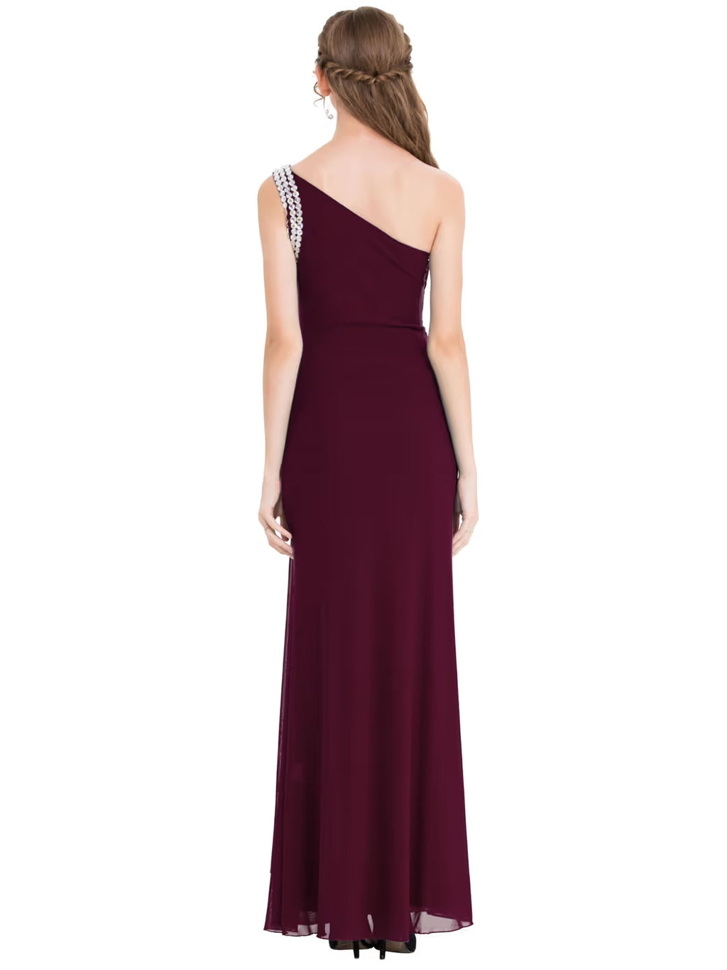 Split Evening Maxi Dresses Women's Size 10 Wine Red Sleeveless One Shoulder