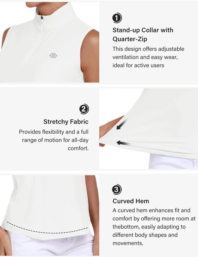 MoFiz Polo Tank Top Women's Size 3XL White Quick Dry Zip Up Lightweight