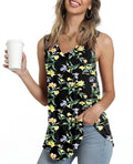 Popyoung Summer V Neck Tank Top Women's Size Medium Black Lily Flowy Lightweight