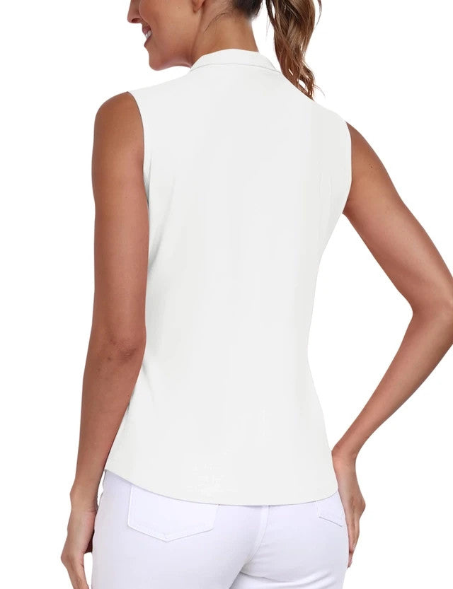 MoFiz Polo Tank Top Women's Size 3XL White Quick Dry Zip Up Lightweight