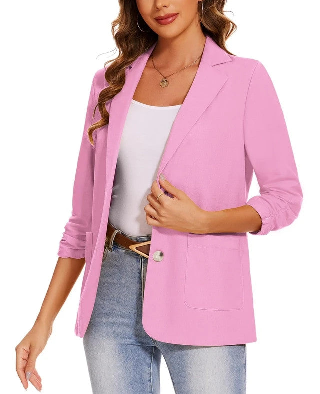 MintLimit Notched Lapel Blazer Women's Size Medium Pink Buttons Lightweight