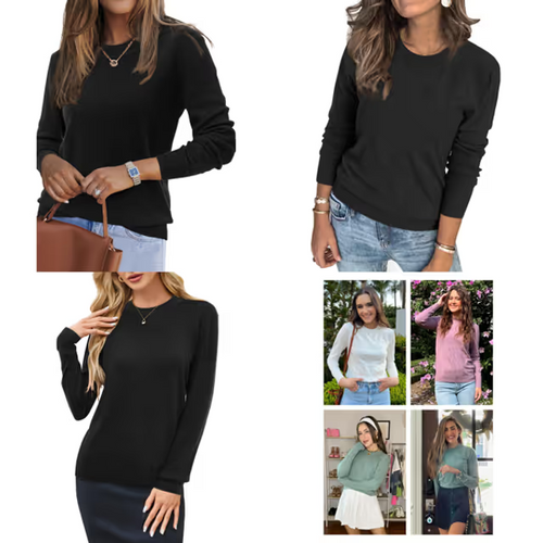 Arach&Cloz Jumpers Women's UK Large Black Long Sleeve Crew Neck Knitted Tops