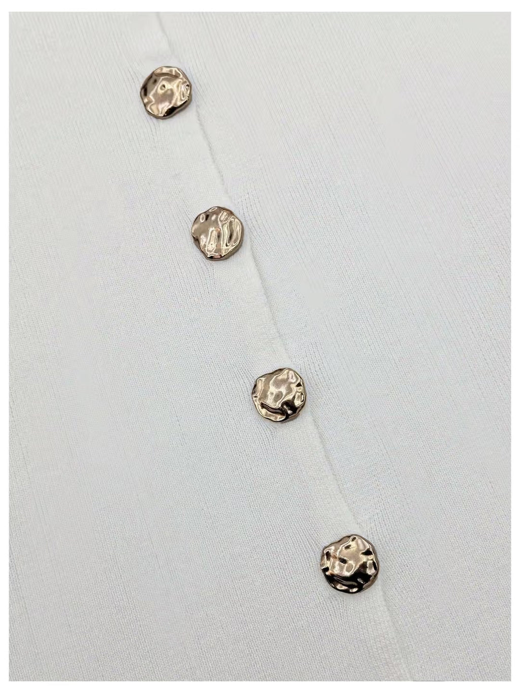 Gorglitter Knit Elegant Tank Top Women's Size Large Cream Metal Button Crewneck