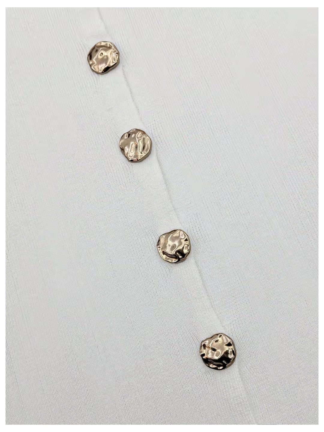 Gorglitter Knit Elegant Tank Top Women's Size Large Cream Metal Button Crewneck
