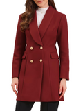 Allegra K Double-Breasted Winter Coat Women's Size XL Burgundy Long Sleeve