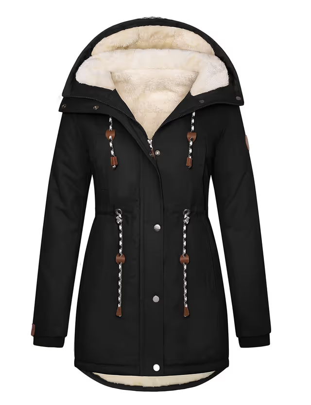 Xnova Women's Winter Warm Parka Hood Jacket Women's Size 2XL Black Teddy Fleece