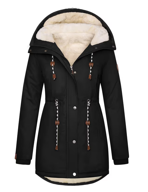 Xnova Women's Winter Warm Parka Hood Jacket Women's Size 2XL Black Teddy Fleece