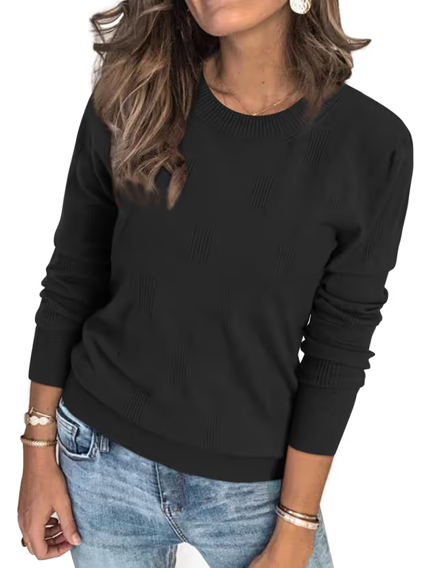 Arach&Cloz Jumpers Women's UK Large Black Long Sleeve Crew Neck Knitted Tops