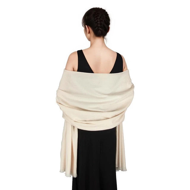 Swat Pany Pashmina Scarf Soft Shawl Women's Beige Low Stretch Lightweight