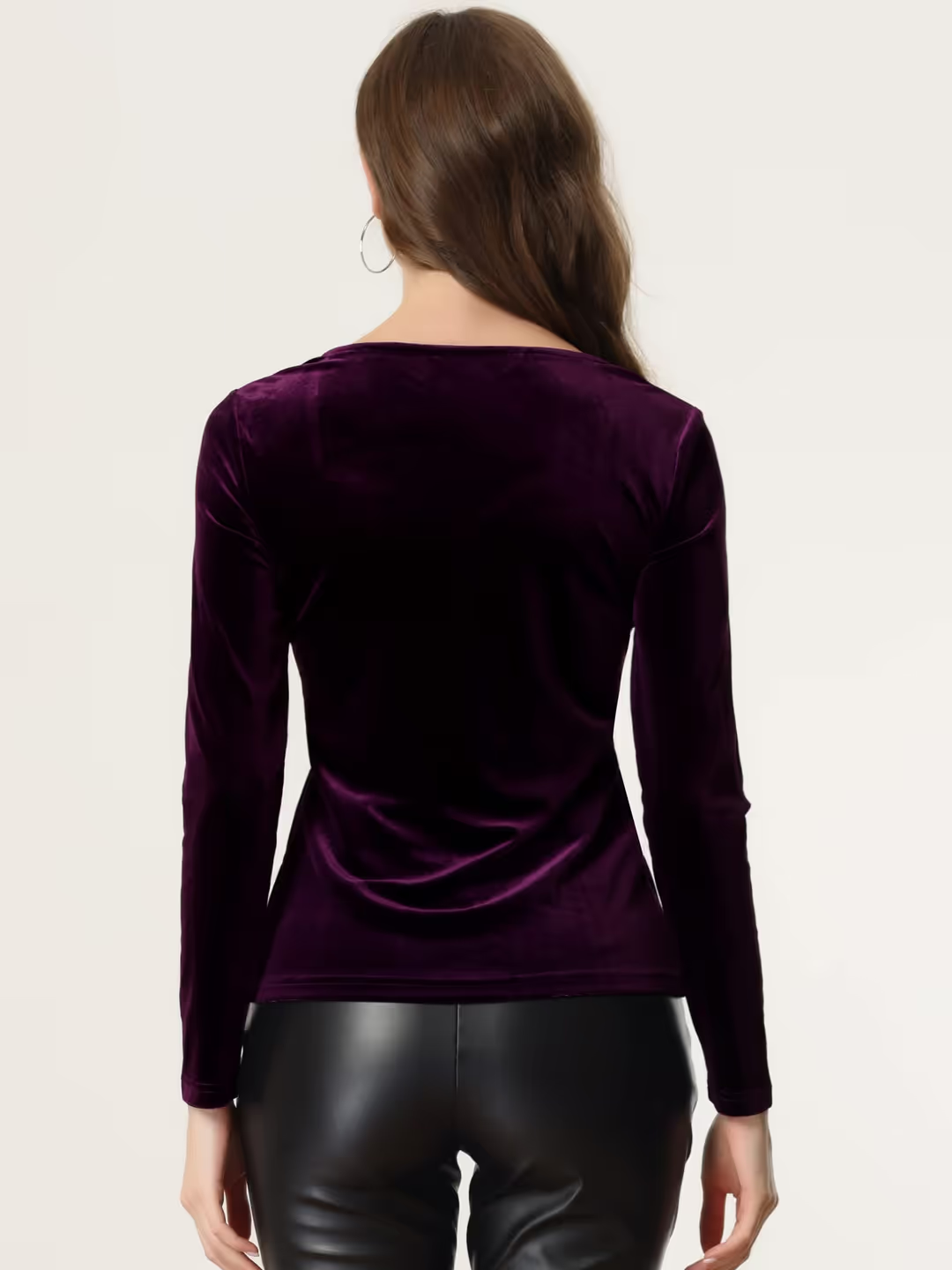 Allegra K Velvet Sweetheart Neck Blouse Women's Size XS Purple Long Sleeve