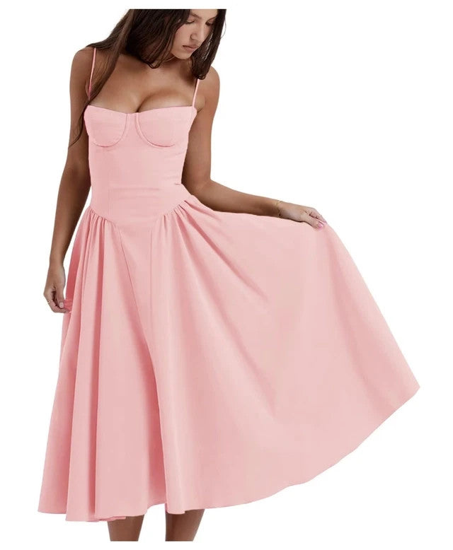 X&Z Sundress Midi Dress Women's Size Small Pink Sweetheart Neck Spaghetti Strap