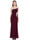 Split Evening Maxi Dresses Women's Size 10 Wine Red Sleeveless One Shoulder
