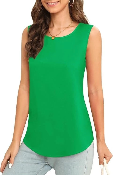 Fashionable Summer Sleeveless Chiffon Top Women Size Medium Light Green Pull On