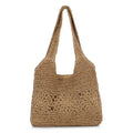 Eveout Shoulder Bag Women's Brown Straw For Holiday Travel 25 x 6 x 18 cm