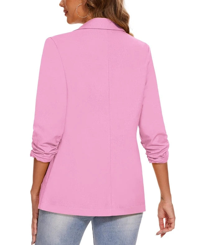 MintLimit Notched Lapel Blazer Women's Size Medium Pink Buttons Lightweight