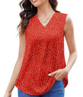 Anelune Double Layer Chiffon Tank Top Women's Size 2XL Red Summer Casual