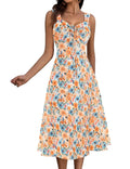 HomRain Cocktail Dress Women's Size Small Orange/Blue Sweetheart Neck Sleeveless