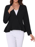 Allegra K Women's Office Blazer Peplum One Button Long Sleeve – Black L