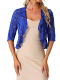 Allegra K Women's Lace Shrug Elegant Half Sleeve Ruffle Hem – Royal Blue M