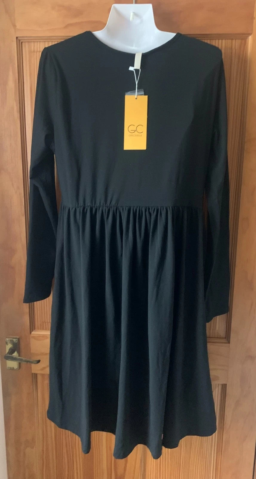 Grecerelle Button-Down Skater Dress Women's Size XL Black Long Sleeves