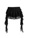 GORGLITTER Women's Lace Tiered Ruffle Mini Skirt – Black Large