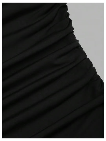 Mini Dress Women's Size X-Small Black Halter Neck Tiered Ruffle Cinched Waist