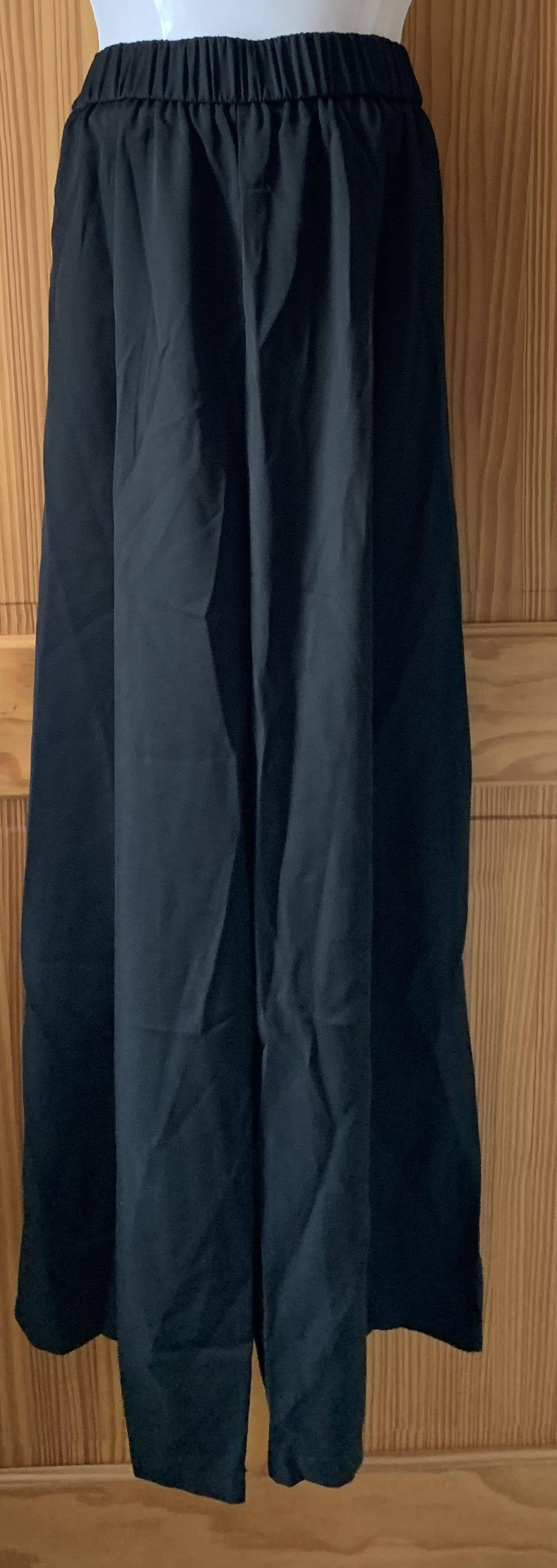 Women's Wide Leg Trousers Elasticated Waist Pleated – Black M