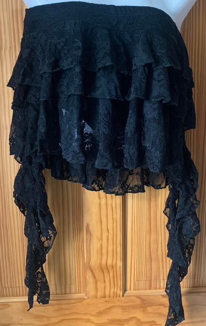 GORGLITTER Women's Lace Tiered Ruffle Mini Skirt – Black Large