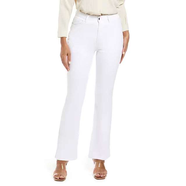 Women’s High-Waist Stretch Bell-Bottom Jeans Push-Up – White 12