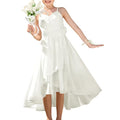 GRACE KARIN Girls Spaghetti Strap Chiffon A-Line Flower Dress Bridesmaid – White Age 10