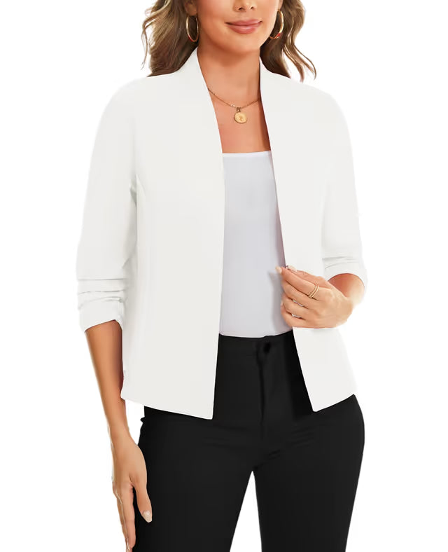 Women's 3/4 Sleeve Open Front Cardigan Lightweight Washable – White XXL