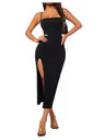 GORGLITTER Women's Lace Up Backless Split Thigh Cami Dress Bodycon Midi – Black Medium