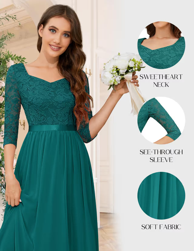 WedTrend Women's Prom Dresses Floor Length Wedding Gown Sweetheart Neck Wedding Guest Dress Semi Formal Dresses Cocktail Party WT0312PeacockGreenM