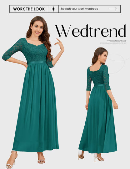 WedTrend Women's Prom Dresses Floor Length Wedding Gown Sweetheart Neck Wedding Guest Dress Semi Formal Dresses Cocktail Party WT0312PeacockGreenM