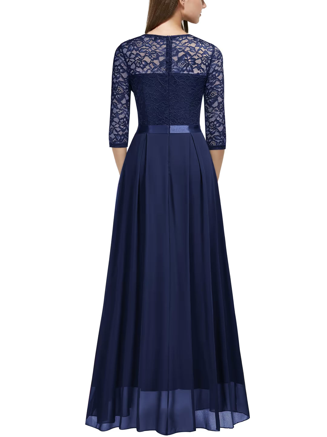MIUSOL Floral Lace Maxi Dress Women's Size XXL Navy Blue Half Sleeves Vintage